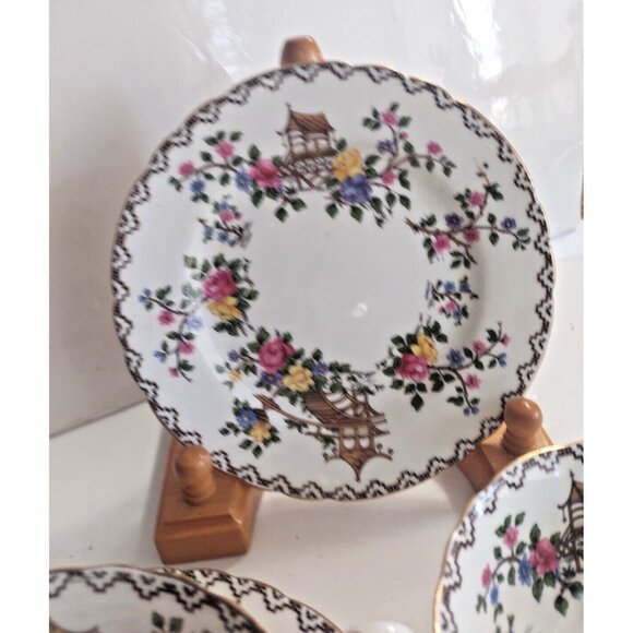 Aynsley England  Pagoda Pattern by John Aynsley Double HANDLE Soup Sets (2) - Picture 3 of 16